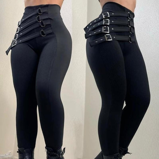 Women's Black High Waist Slim Trousers