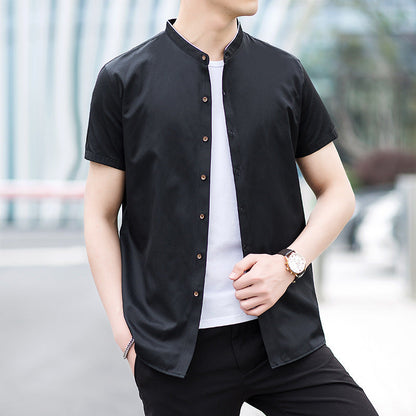 Men's Shirt Round Neck White Shirt