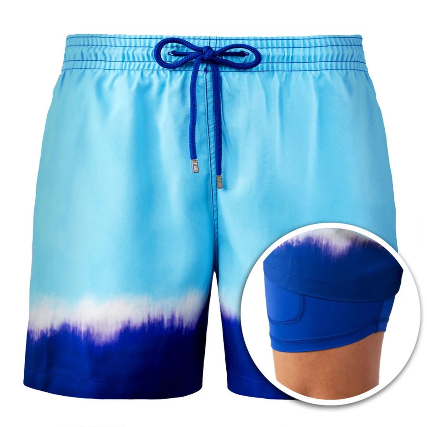 Short en polyester double couche imprimé sport pour hommes