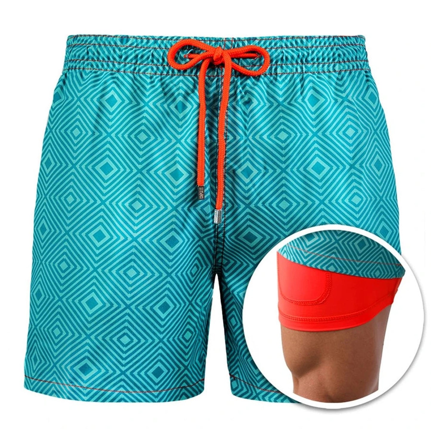 Short en polyester double couche imprimé sport pour hommes