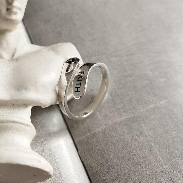 FAITH bague croix de foi en argent sterling