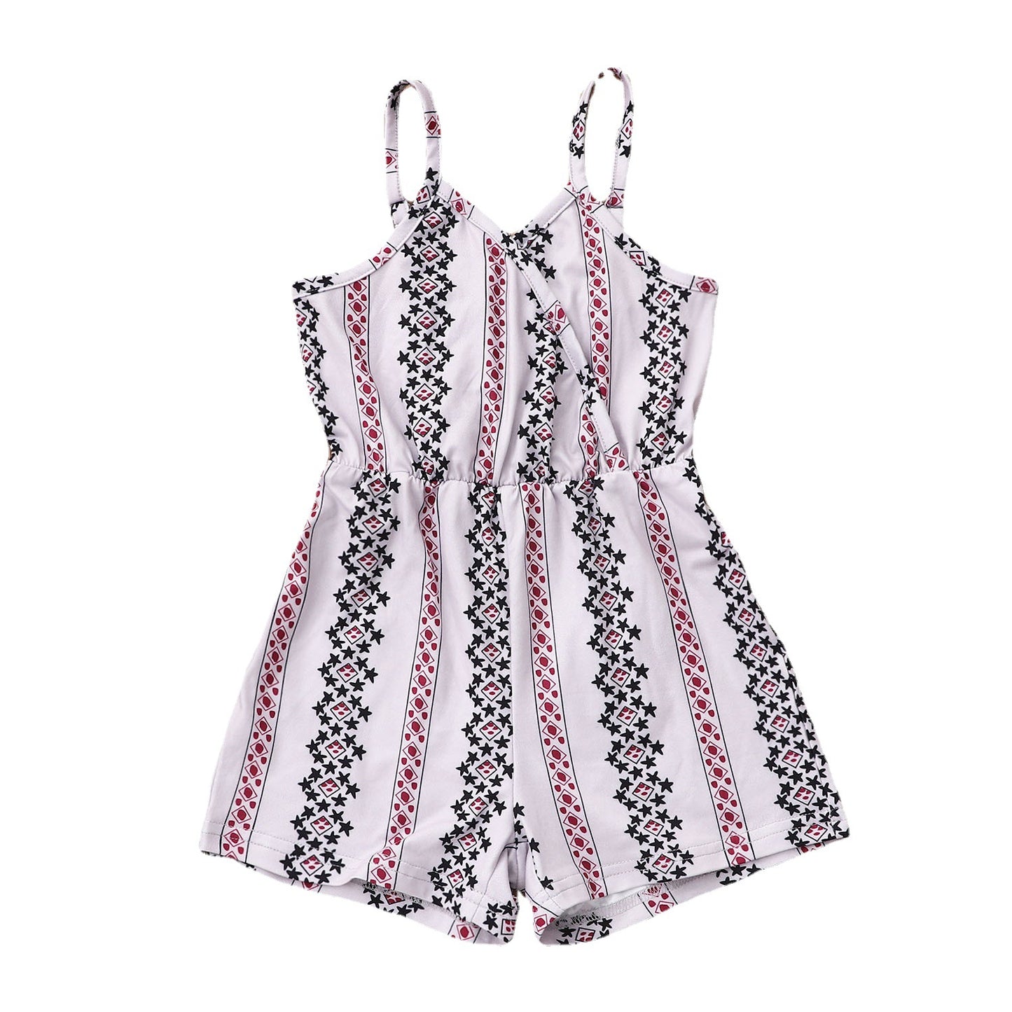 Girls Floral Striped Overalls Jumpsuit