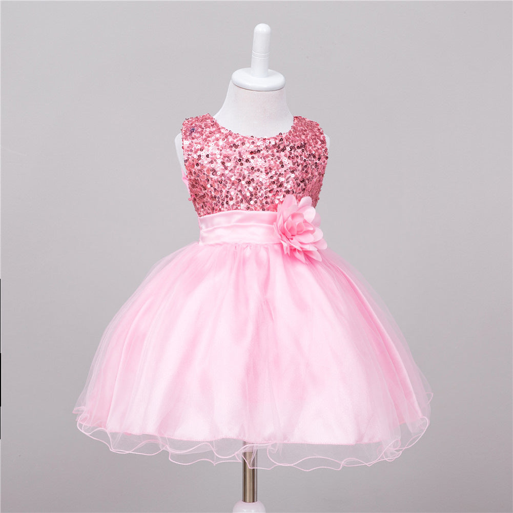 Baby-Paillettenkleid, Blumenmädchen-Hochzeits-Prinzessinnenkleid