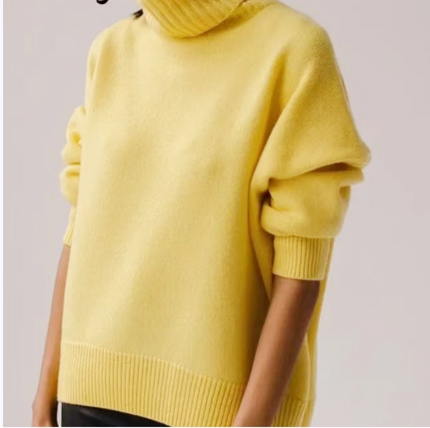 Sweater - Women's Long-sleeved Pullover Solid Color Sweater yellow