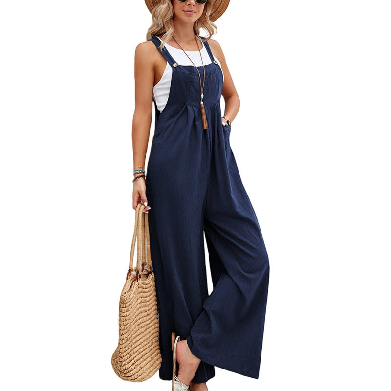 Jumpsuits - Women Long Bib Pants Overalls Casual Loose Rompers Jumpsuits With Pockets