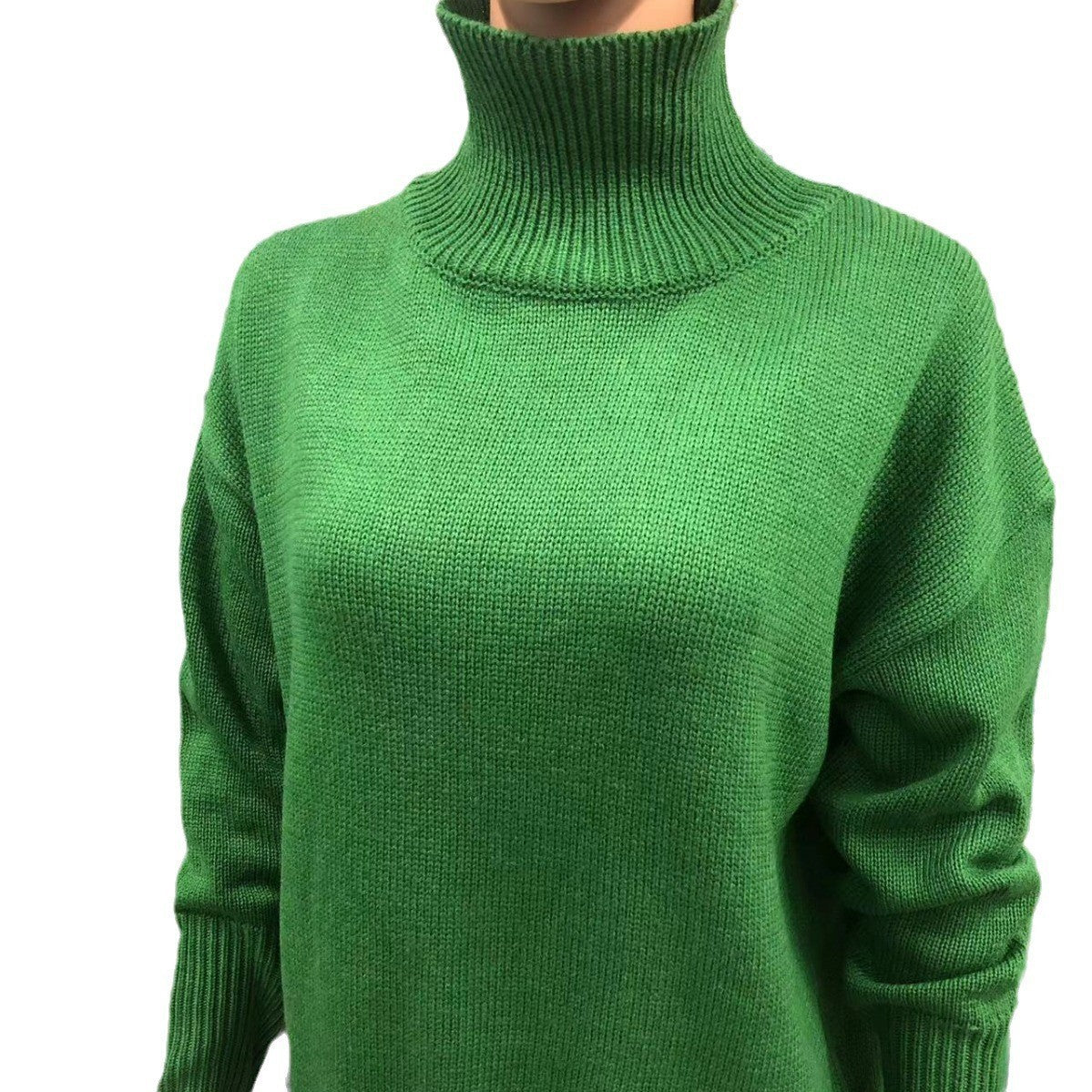 Sweater - Women's Long-sleeved Pullover Solid Color Sweater green