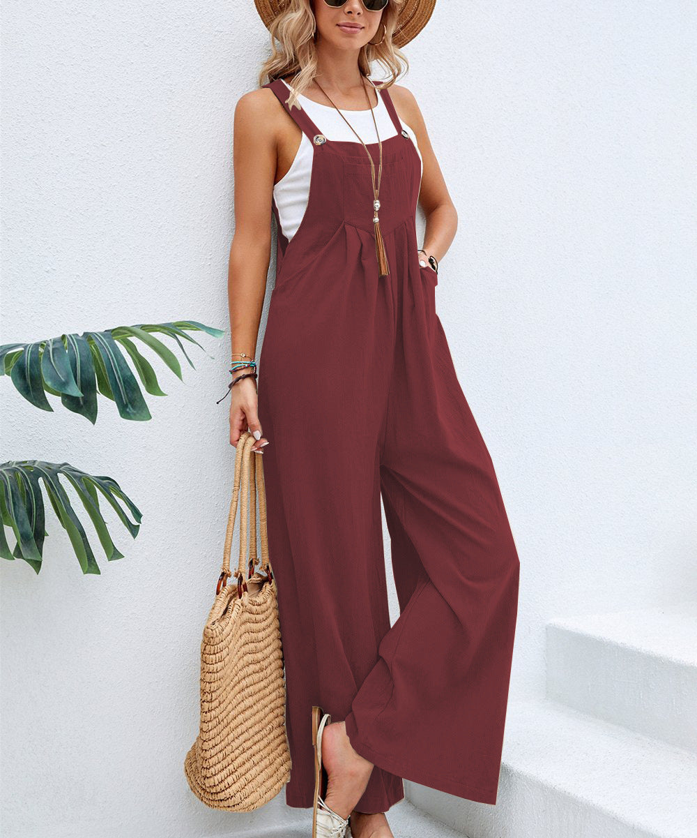 Jumpsuits - Women Long Bib Pants Overalls Casual Loose Rompers Jumpsuits With Pockets