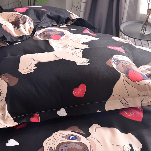 Cartoon pug bedding set