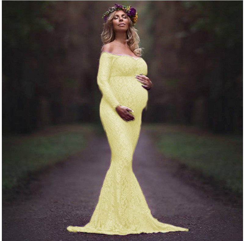 Maternity Dress  - Long Sleeve Lace Maternity Dress for Photoshoots