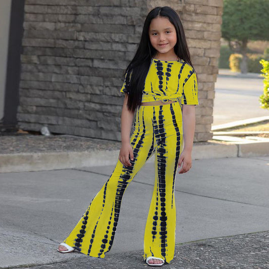 Costume imprimé à manches courtes pour fille