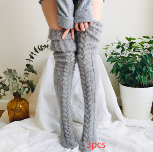 Gestrickte Socken über dem Knie verlängerte Strümpfe