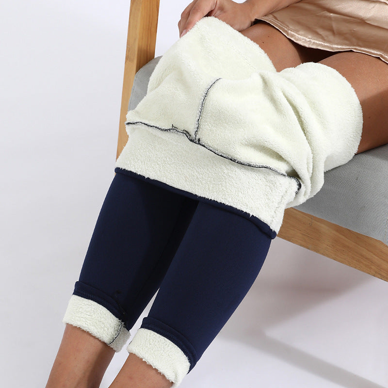 Warm Thick High Stretch Lamb Cashmere Leggins Fitness Woman Pants