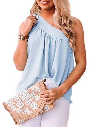 Women's Summer New Asymmetric One-shoulder Vest Slim Top