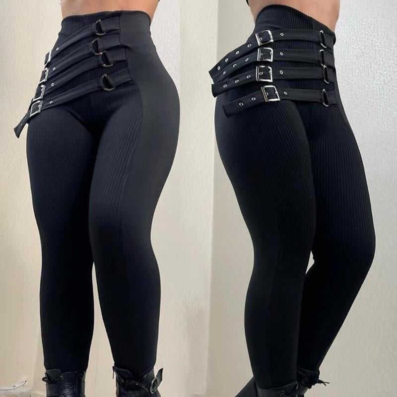 Schwarze Slim-Hose mit hoher Taille für Damen