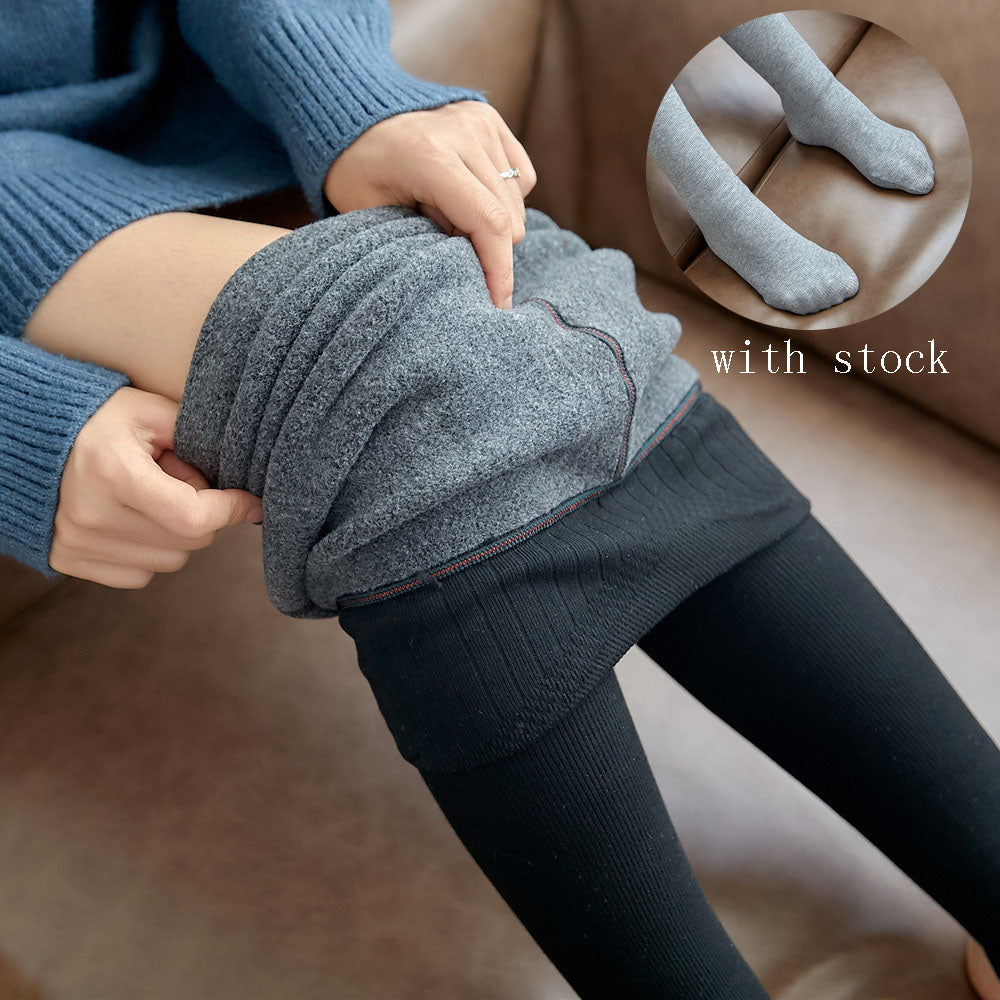 Hohe Taille Streifen Leggings Winter Warm Dicke High Stretch Imitation-kaschmir Hosen Dünne Fitness Frau Hosen