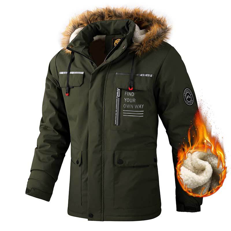 Lässige Herren-Kapuzenjacke, winddichter Mantel, Outdoor-Kleidung mit mehreren Taschen