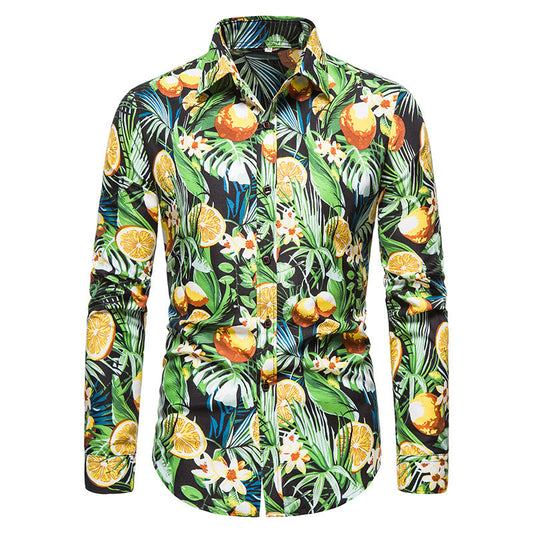 Chemise florale décontractée à manches longues pour hommes