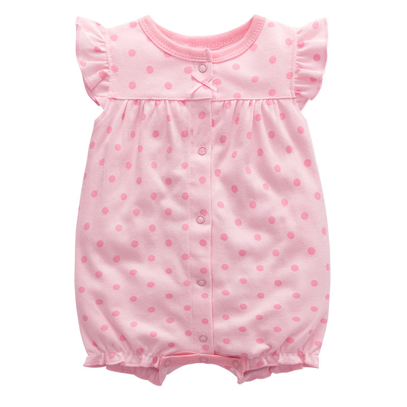 Printed baby short sleeve jumpsuit for summer babies