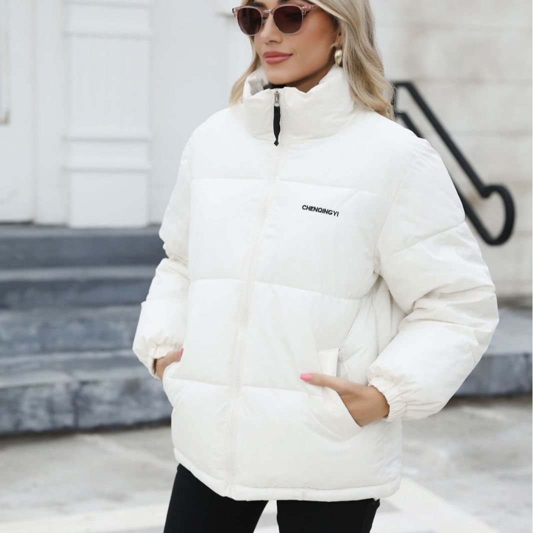 Casual Windproof Down Cotton Coat Warm Thickened Jacket Solid Outwear All-match Loose Tops Clothing