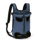 A collection of soft pet carriers in various colors and patterns, designed to be worn on the back for transporting pets.