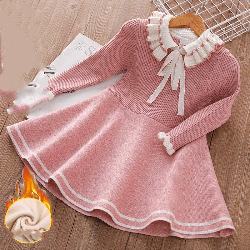 Plus Fleece Warm Princess Skirt Girls Cute Fashion Dress