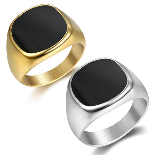 Coolx - Bague Homme Carré Noir