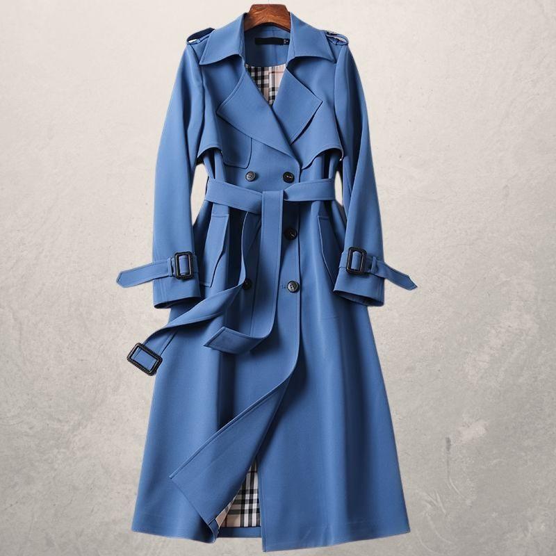 Mittellanger Trenchcoat für Damen, herbstlicher langer Windjacke