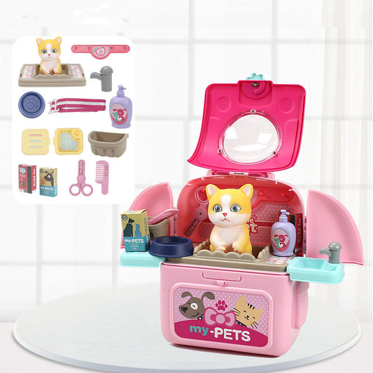 Simulation Pet Backpack Space Box Play House Toy Set Girl Pet Doll House Toy