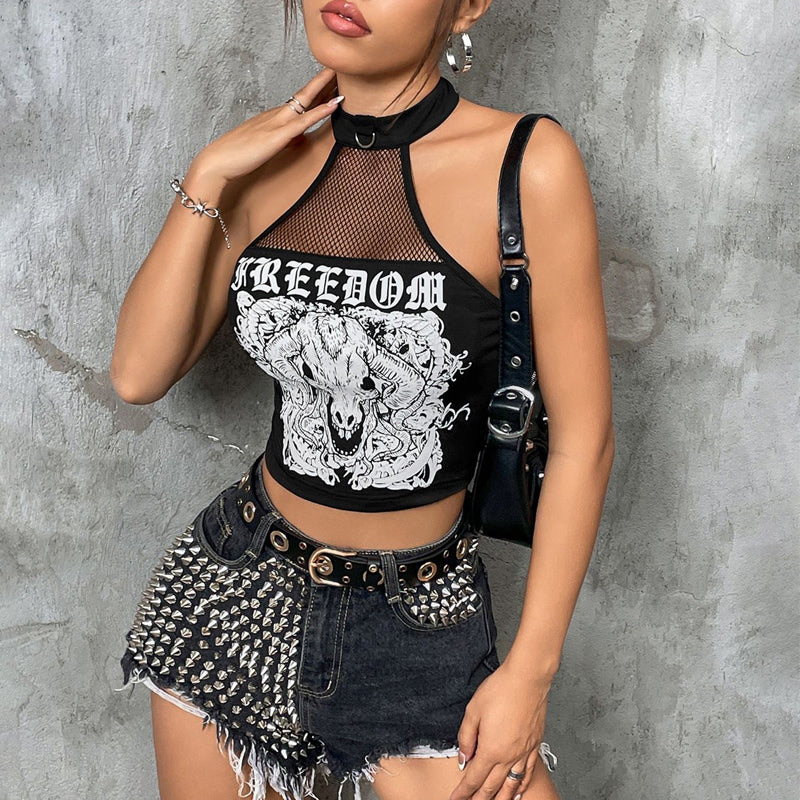 European And American Goths Style Punk Dark Court Retro Wild Skull Letter Vest