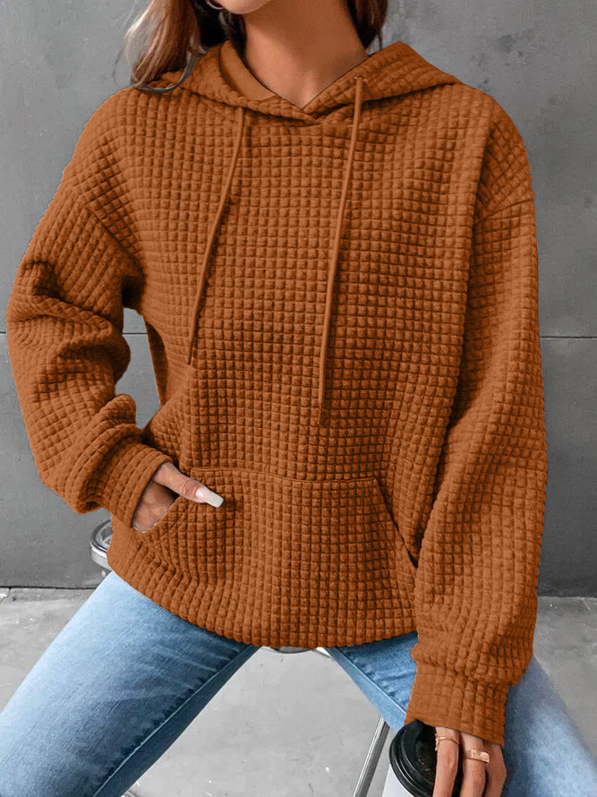 Women's Loose Casual Solid Color Long-sleeved Sweater burnt gold