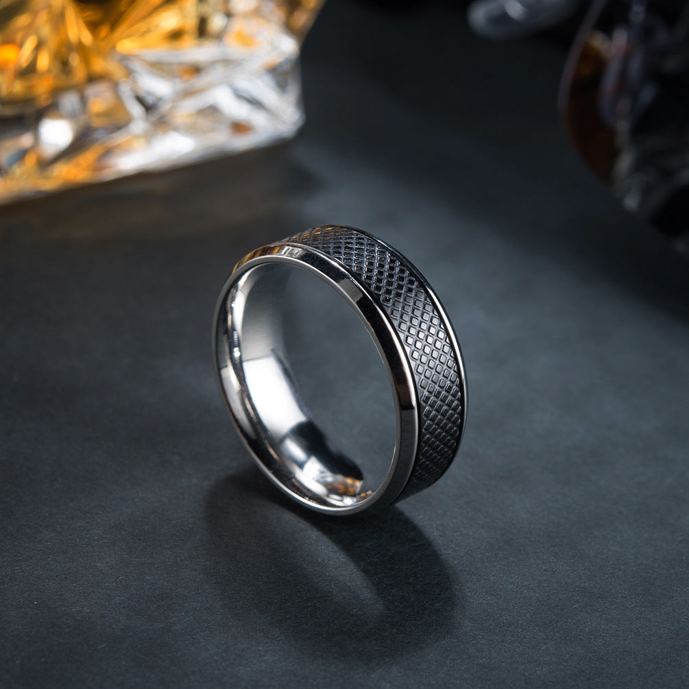 Bague en acier titane noir pour hommes européens et américains