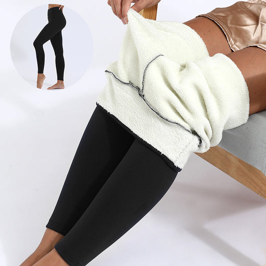 Pantalon chaud épais et extensible en cachemire d'agneau pour femme