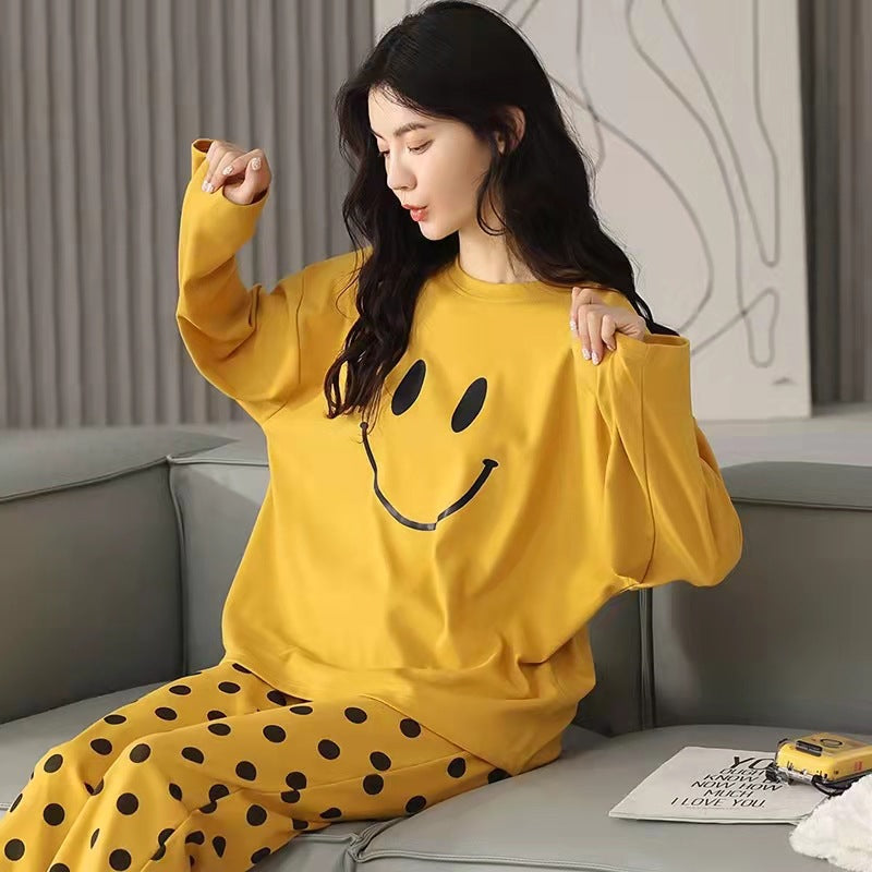 Pajamas Set: Cute Cartoon Print Sleepwear 2-Piece Lounge Sets for Women