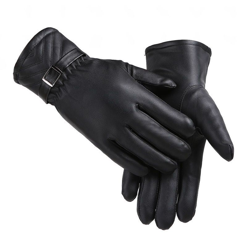 Gants d'hiver en cuir pour hommes et femmes, velours épais, résistant au froid, chaud, cyclisme, antidérapants, pour écran tactile, grands gants polaires