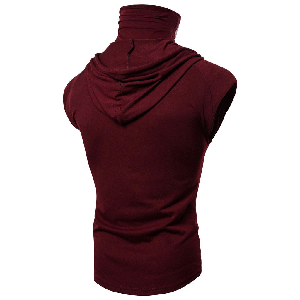 Gilet de sport à bouton masque pour hommes à capuche