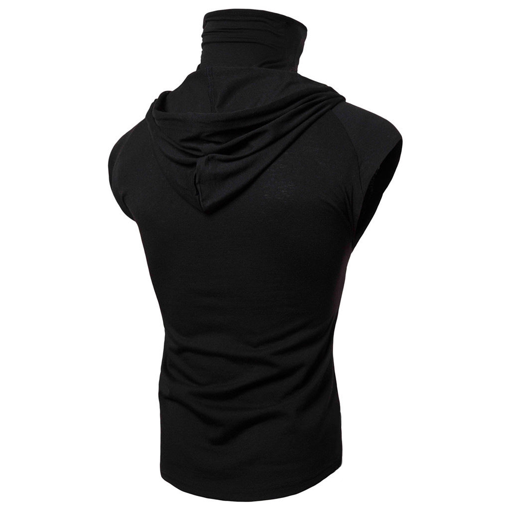 Gilet de sport à bouton masque pour hommes à capuche