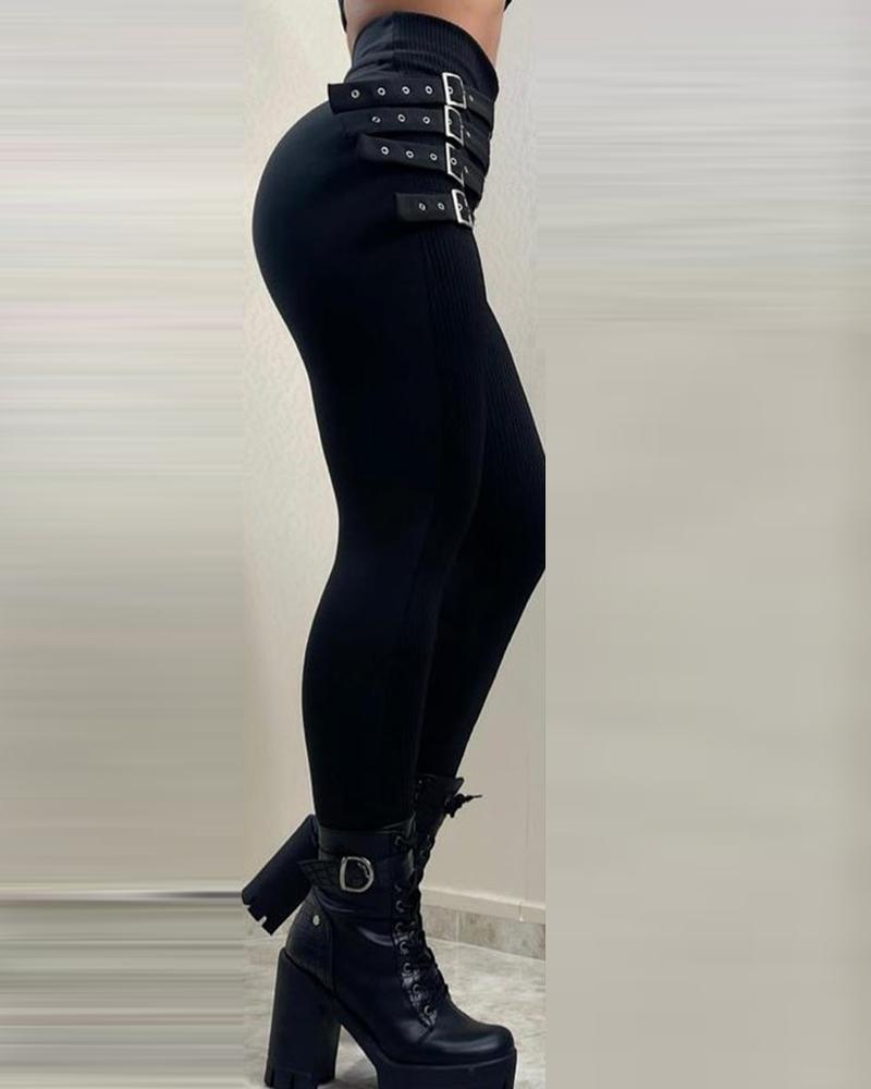 Schwarze Slim-Hose mit hoher Taille für Damen