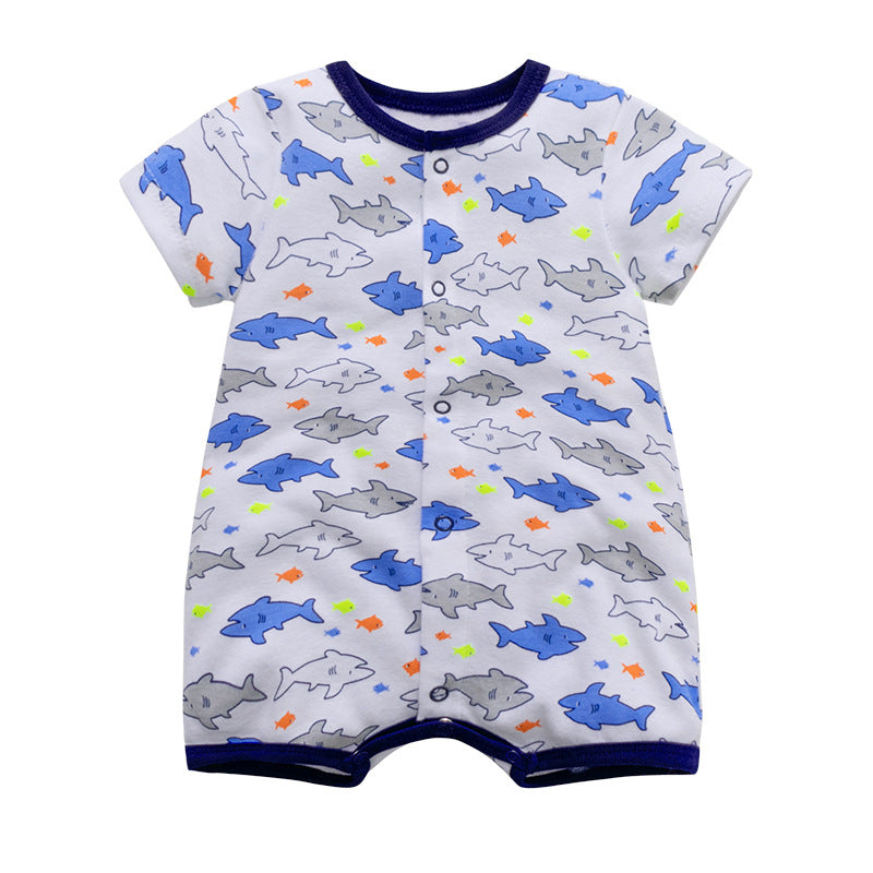 Printed baby short sleeve jumpsuit for summer babies