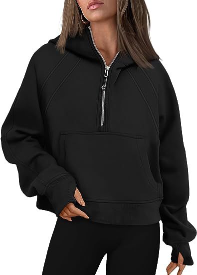 Hoodie - Loose Fit Zip-Up Hooded Sweatshirt with Pockets black