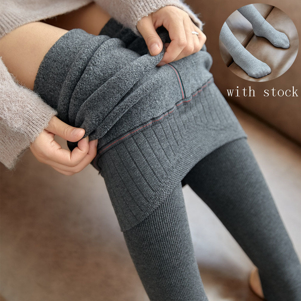 Hohe Taille Streifen Leggings Winter Warm Dicke High Stretch Imitation-kaschmir Hosen Dünne Fitness Frau Hosen