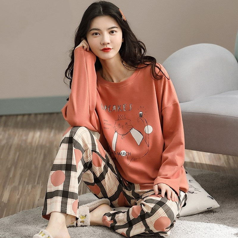 Pajamas Set: Cute Cartoon Print Sleepwear 2-Piece Lounge Sets for Women