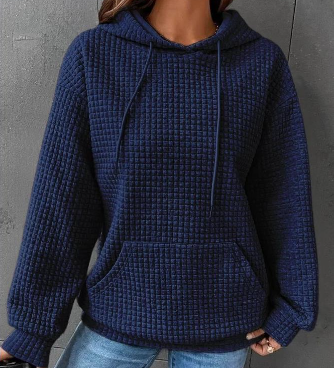 Women's Loose Casual Solid Color Long-sleeved Sweater navy blue