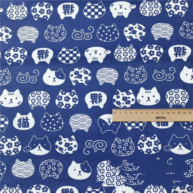 Blue Charm Katze Shiba Inu Baumwoll-Twill-Stoff, handgefertigt, Tasche, Bademantel, Haustierstoff