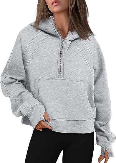 Hoodie - Loose Fit Zip-Up Hooded Sweatshirt with Pockets grey