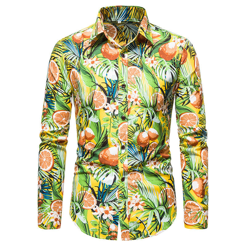 Chemise florale décontractée à manches longues pour hommes