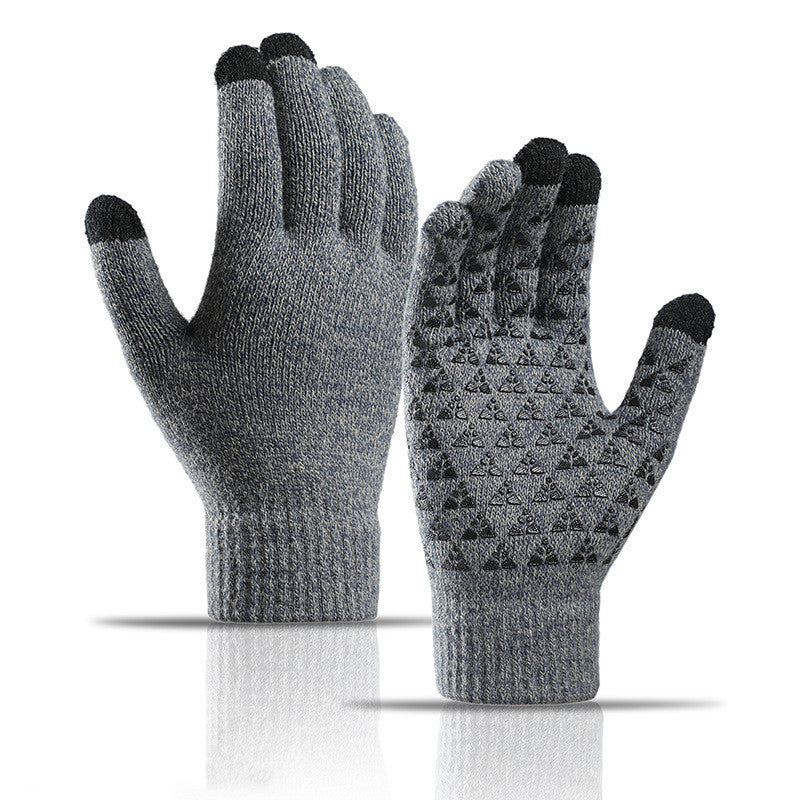 Winter Knitted Gloves For Men And Women Warm Cycling Anti-Cold Anti-Slip Triangular Offset Warm Gloves