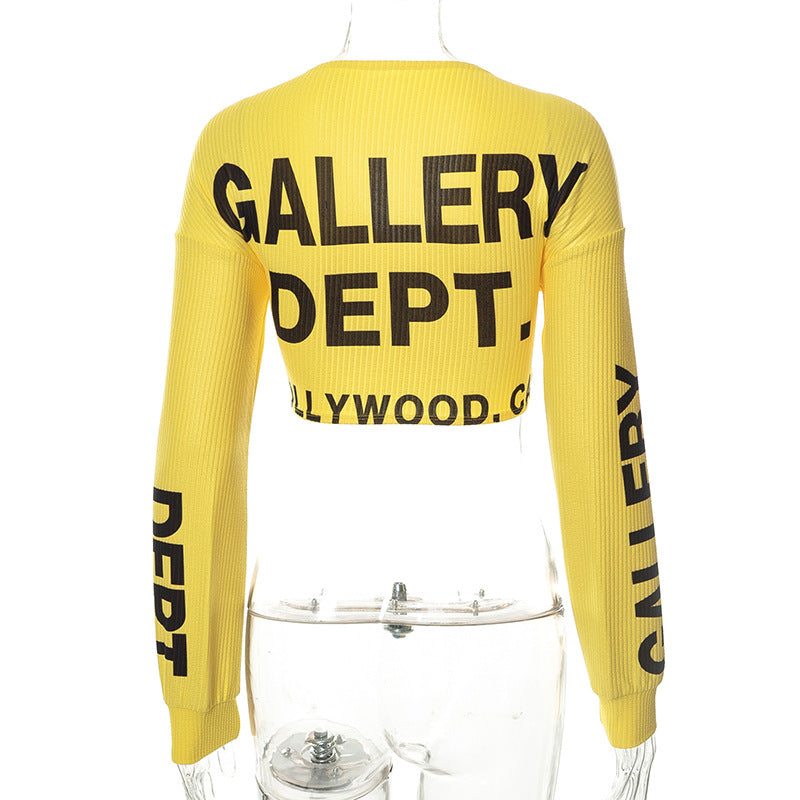 Women Top -  Long Sleeve Graphic Tee yellow