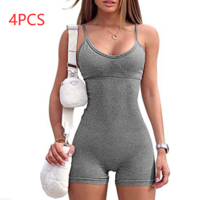 Sportswear: Spaghetti Strap Shorts Jumpsuit for Women grey