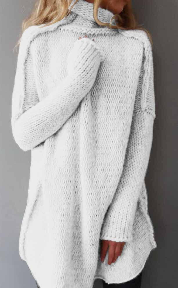 Sweater - Heaps Collar Three-needle Craft Long-sleeved Sweater off white