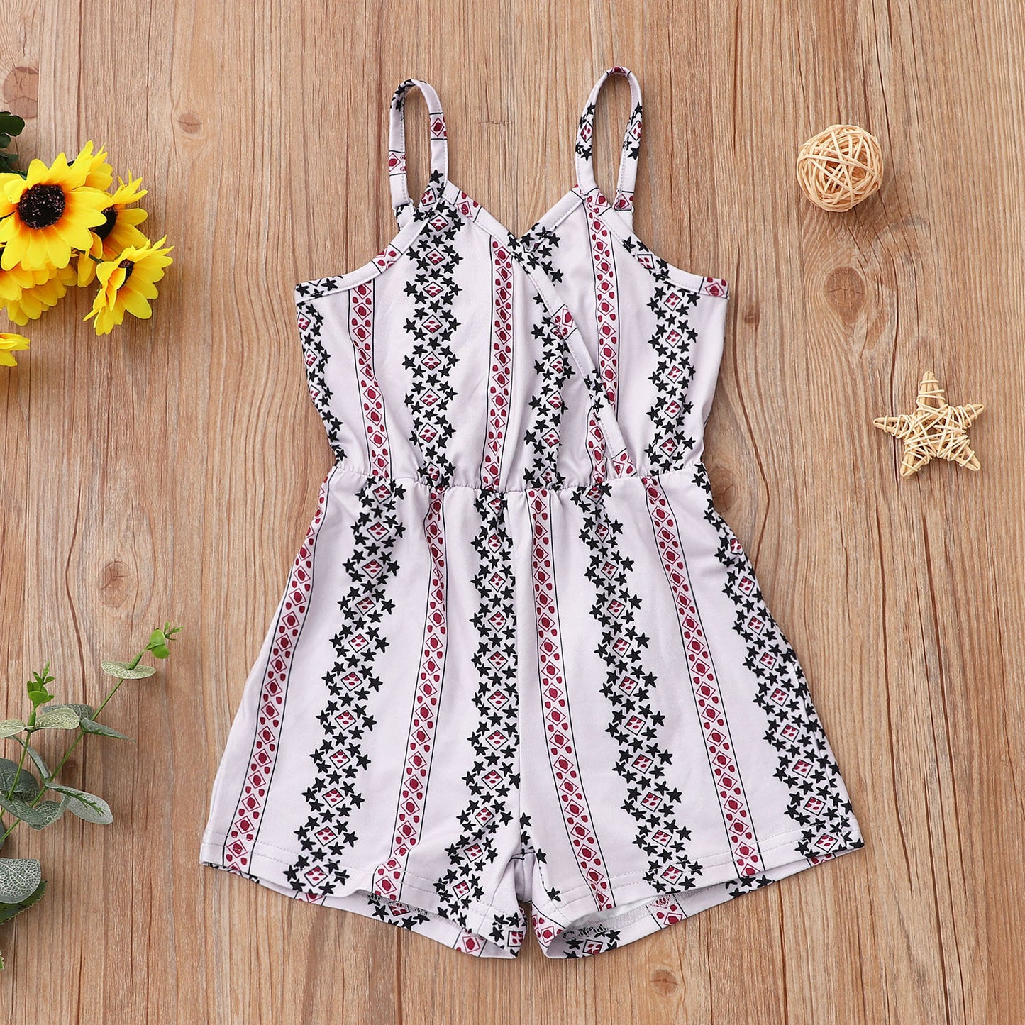 Girls Floral Striped Overalls Jumpsuit